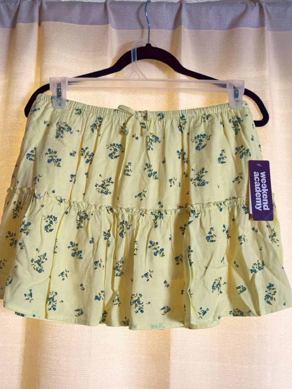 Girls Yellow Floral Tiered Skirt